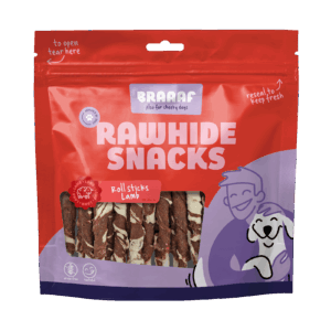 Braaaf Rawhide Roll Sticks Lam & Vis - 25 st.