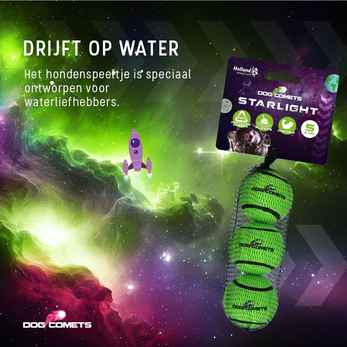 Dog Comets Tennisbal Starlight S Groen (3-pack) - Afbeelding 6