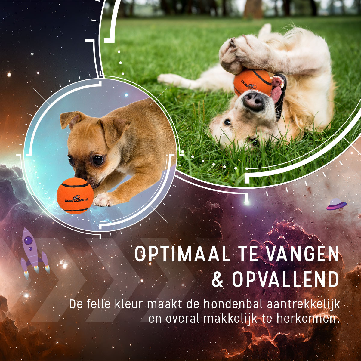 Dog Comets Tennisbal Starlight L Oranje (2-pack) - Afbeelding 4