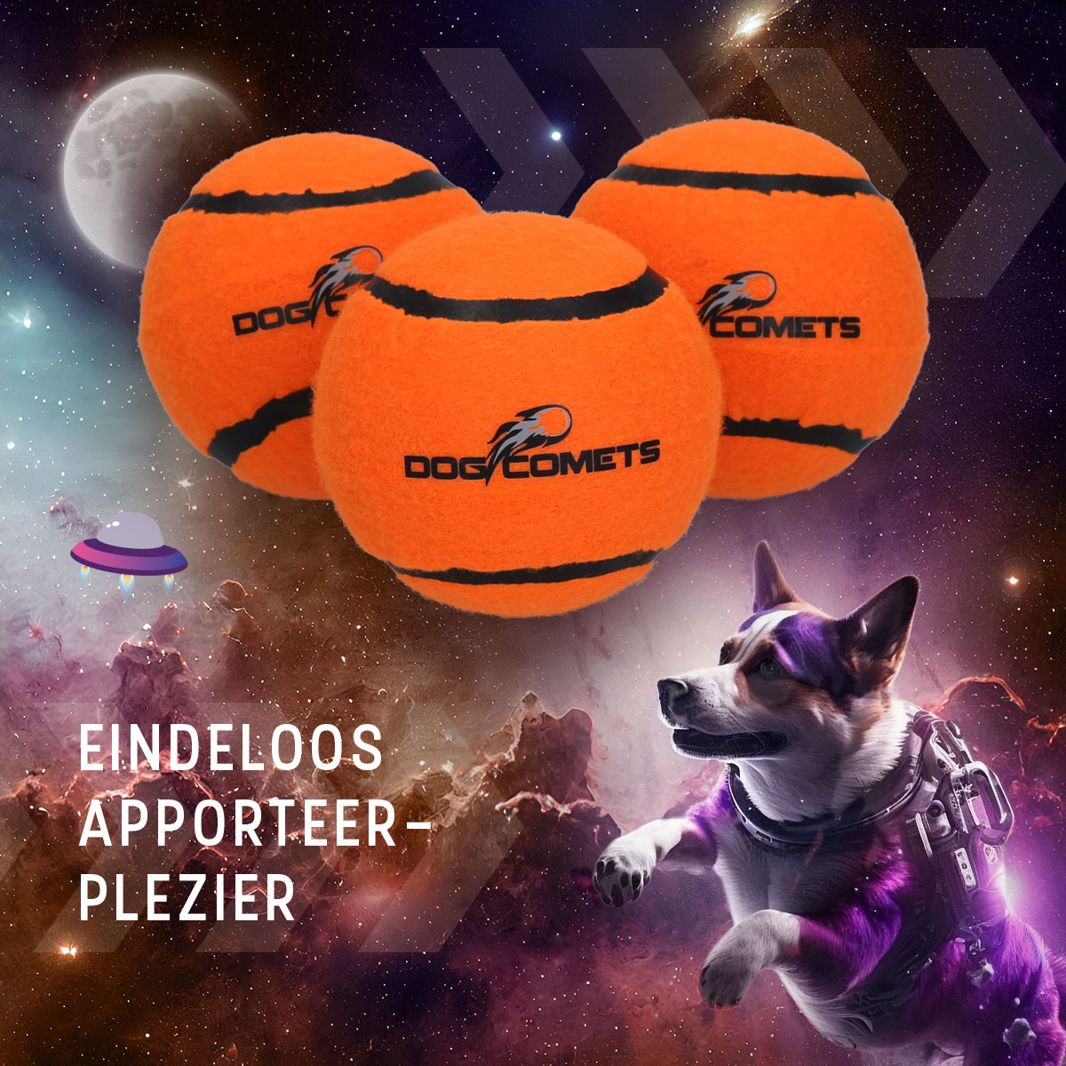 Dog Comets Tennisbal Starlight L Oranje (2-pack) - Afbeelding 5
