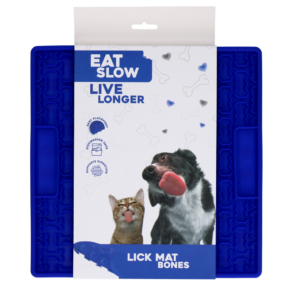 Eat Slow Live Longer Lick Mat Bones Blauw