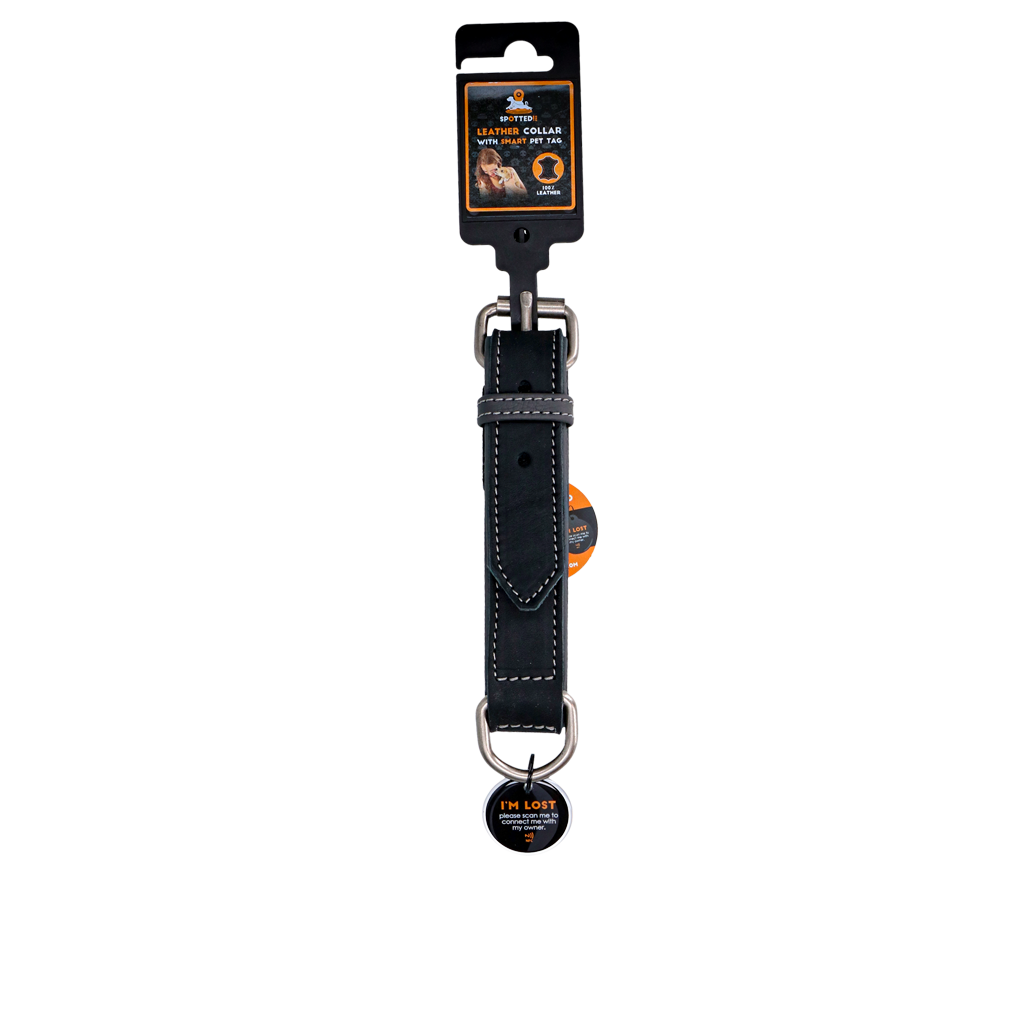 Spotted! Pro Leren Halsband Zwart 3 x 60 cm - Afbeelding 3