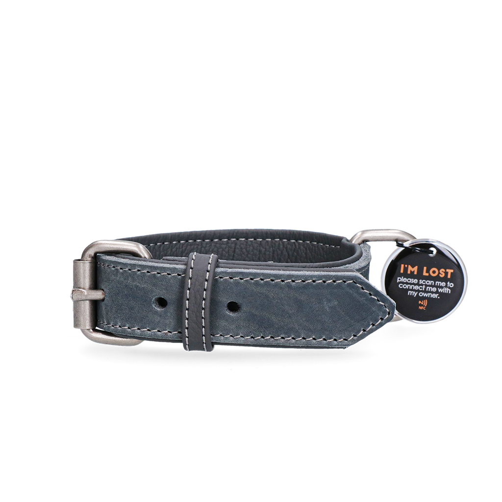 Spotted! Pro Leren Halsband Grijs 3 x 65 cm