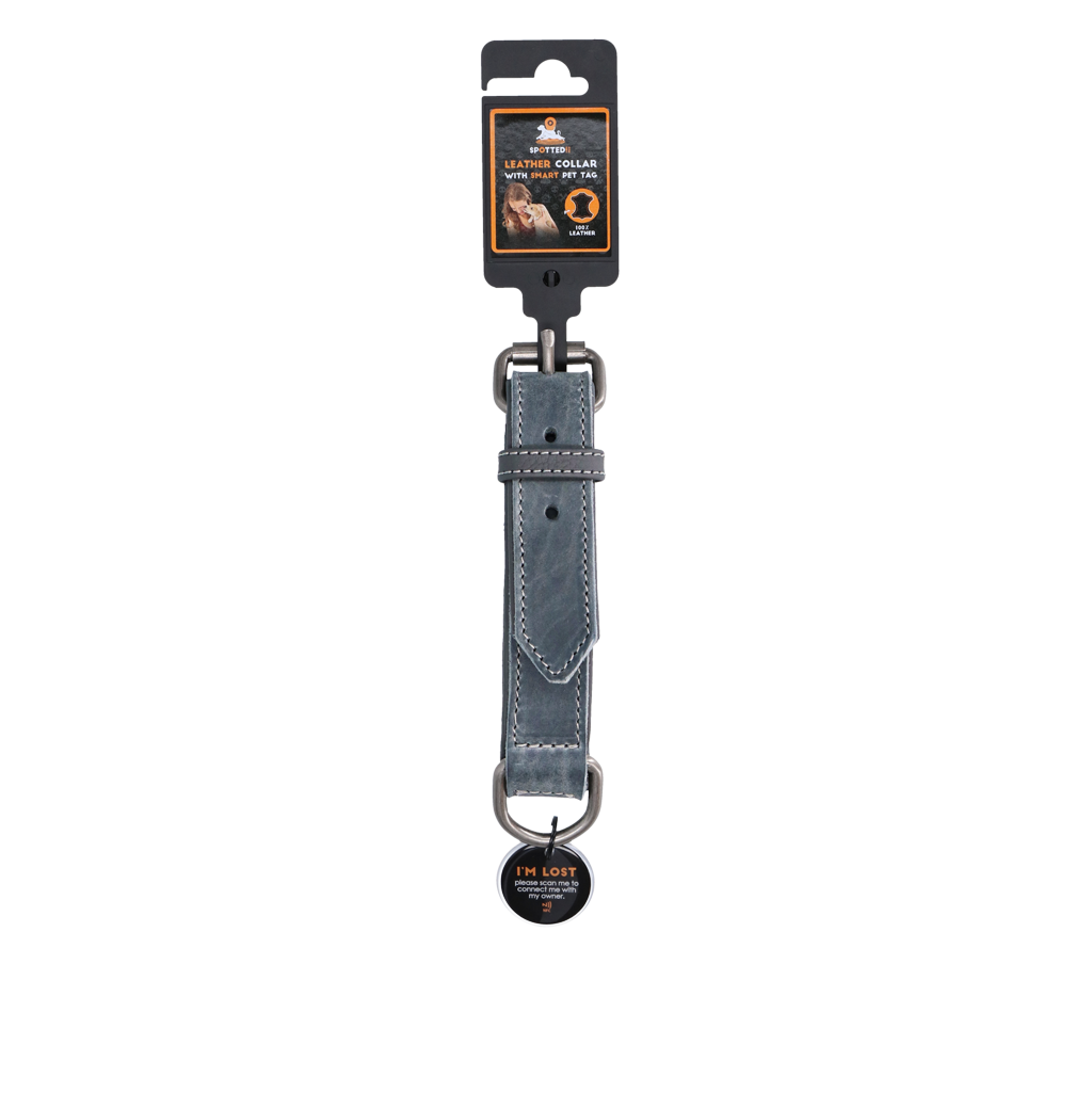 Spotted! Pro Leren Halsband Grijs 3 x 65 cm - Afbeelding 3