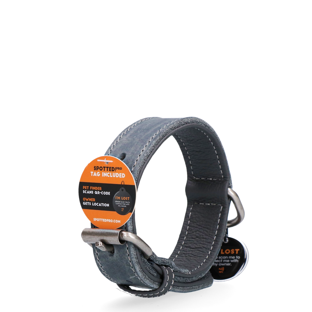 Spotted! Pro Leren Halsband Grijs 3 x 55 cm - Afbeelding 4