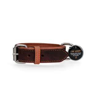 Spotted! Pro Leren Halsband Bruin 2,5 x 45 cm