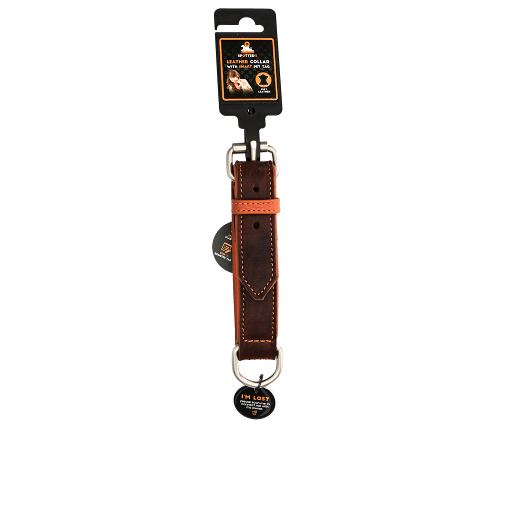 Spotted! Pro Leren Halsband Bruin 3 x 65 cm - Afbeelding 3