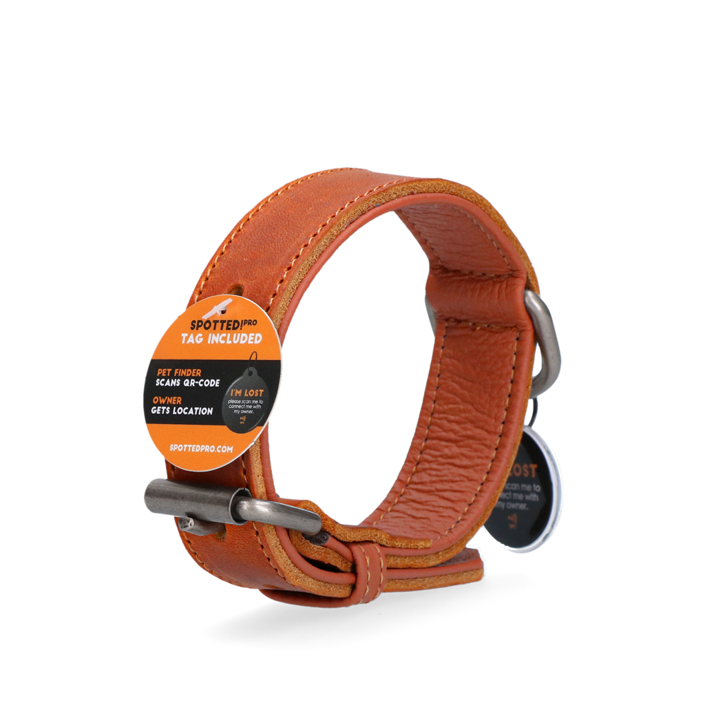 Spotted! Pro Leren Halsband Cognac 3 x 60 cm - Afbeelding 3