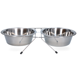 Voer en drinkbak RVS met standaard Ø 21 cm (1750 ml)